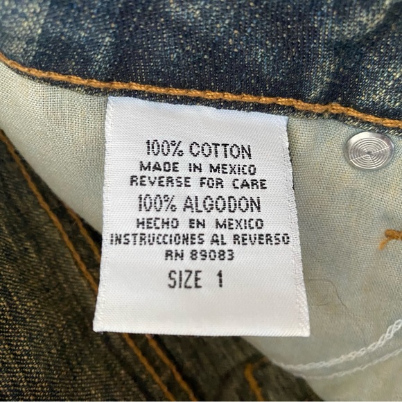 l.e.i. Denim pencil skirt juniors size 1 distressed look with raw hem - Picture 3 of 13